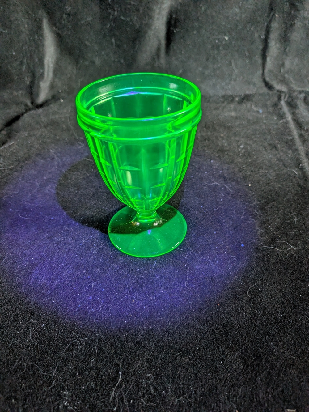 2/60$ Vintage Neon Green uranium Glass Dessert Goblet